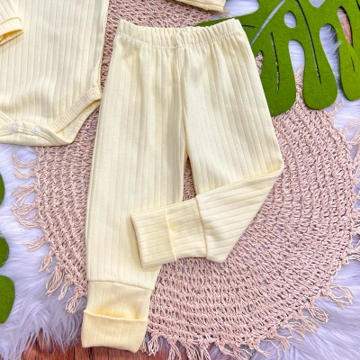 Conj. Body m/longa e Calça canelada - Amarelo